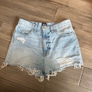 BDG Light Blue Frayed Denim Shorts